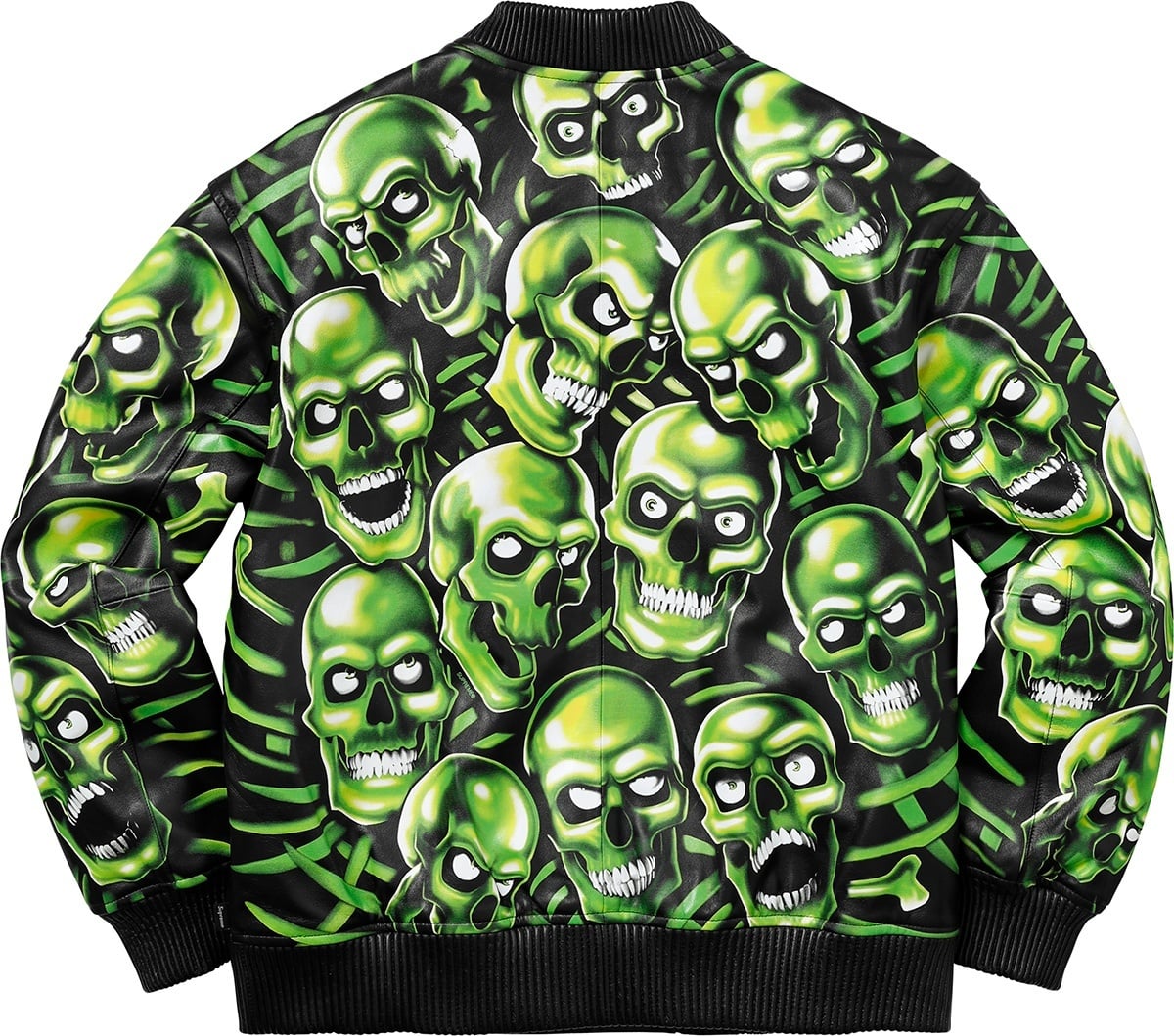Skull Pile Leather Bomber Jacket view 2